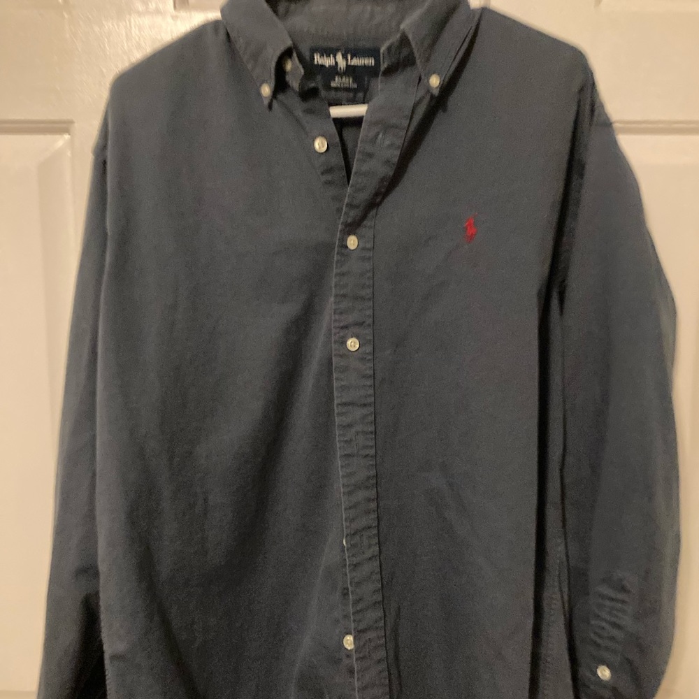 Mens long sleeve button down Ralph Lauren blue shirt